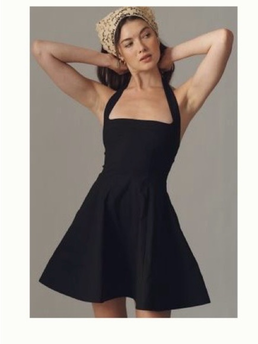 Anthropologie Classic Black Halter Fit-and-Flare Dress - L